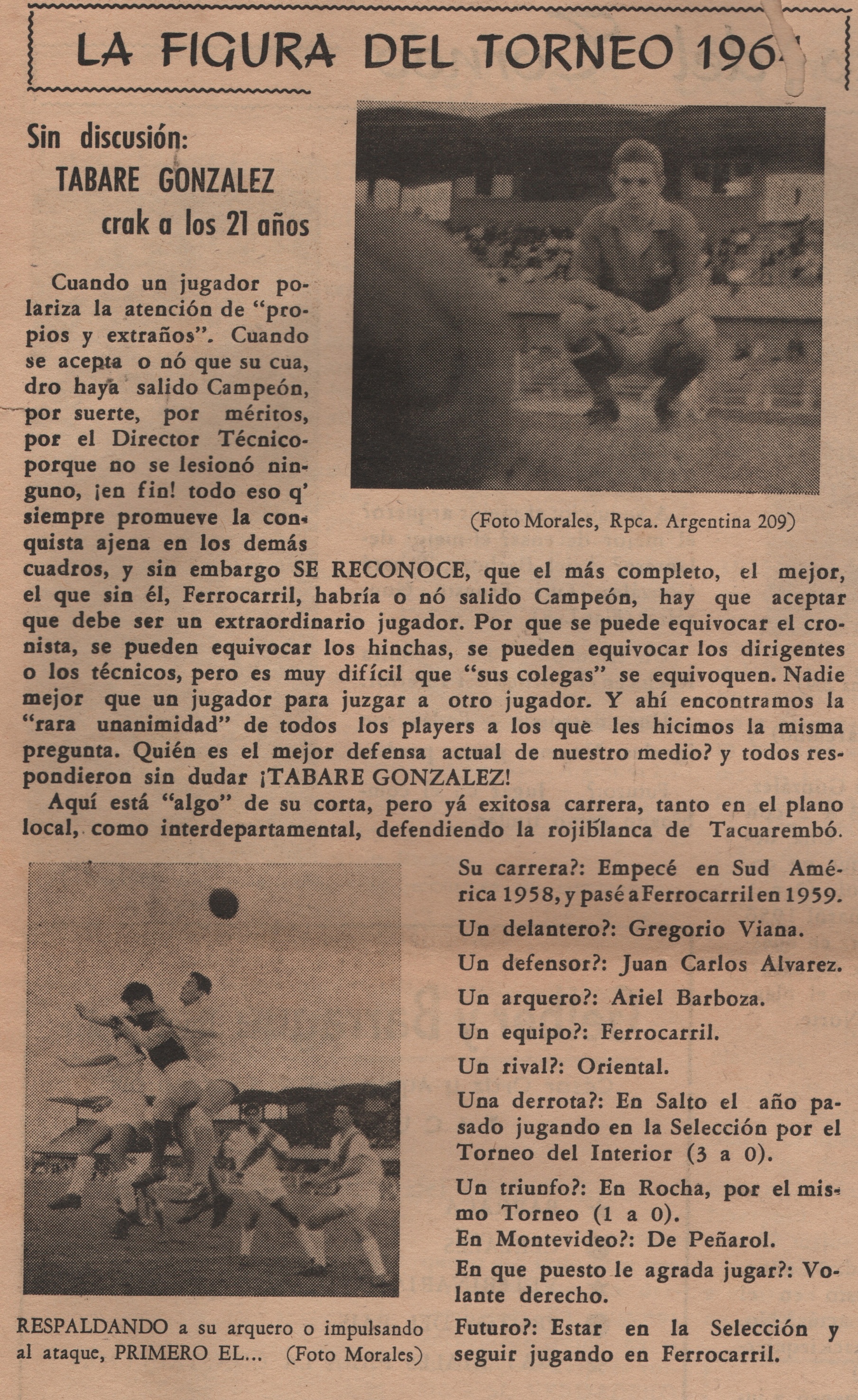 Tabaré González gran figura del fútbol de Tacuarembó.